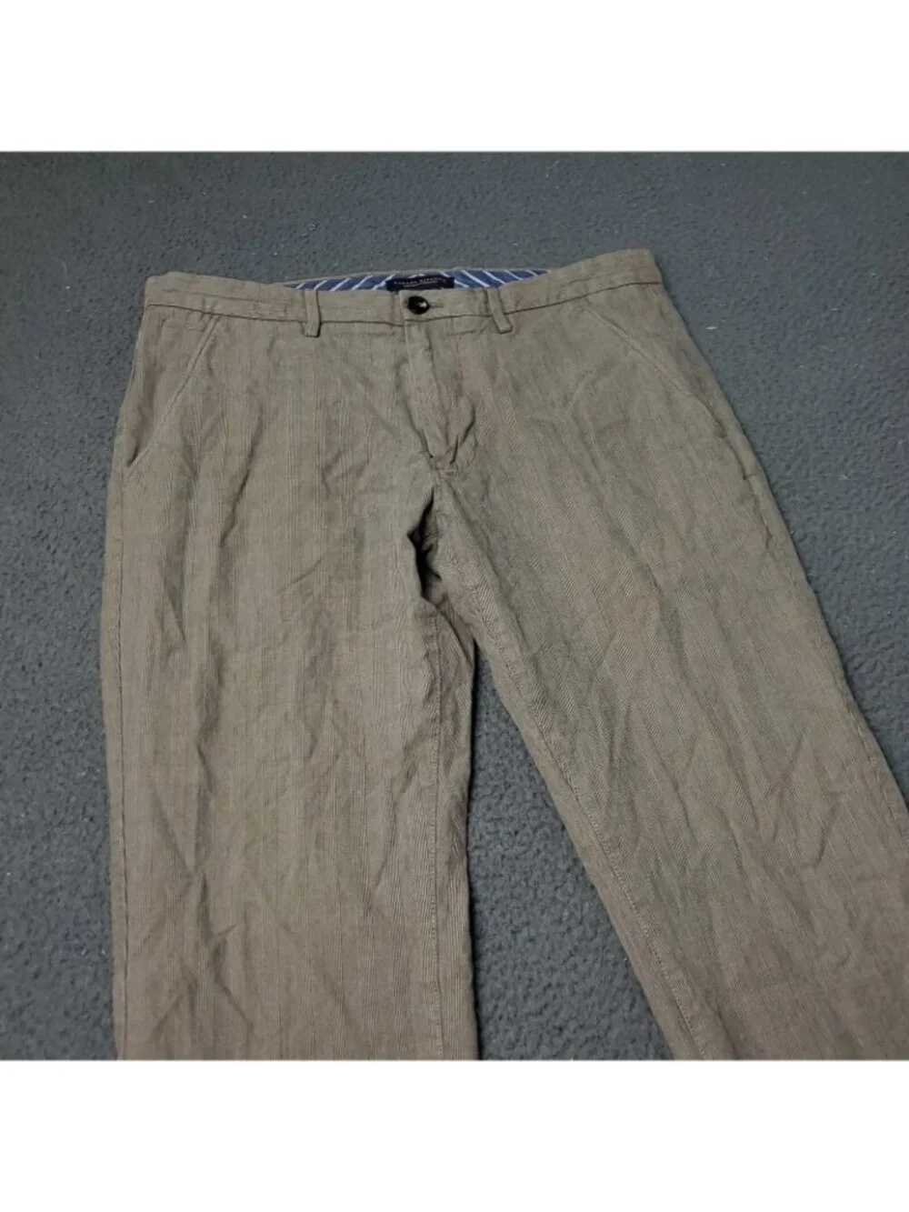 Banana Republic Dress Pants Mens 32x30 Vintage Straight Beige Plaid Checkered